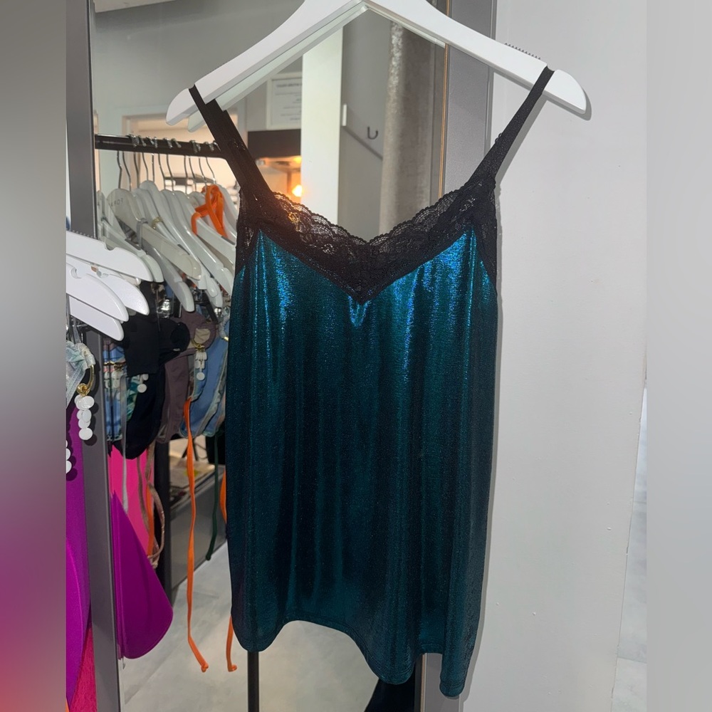 FORAVI - LACE TRIM CAMI MERMAID BLUE